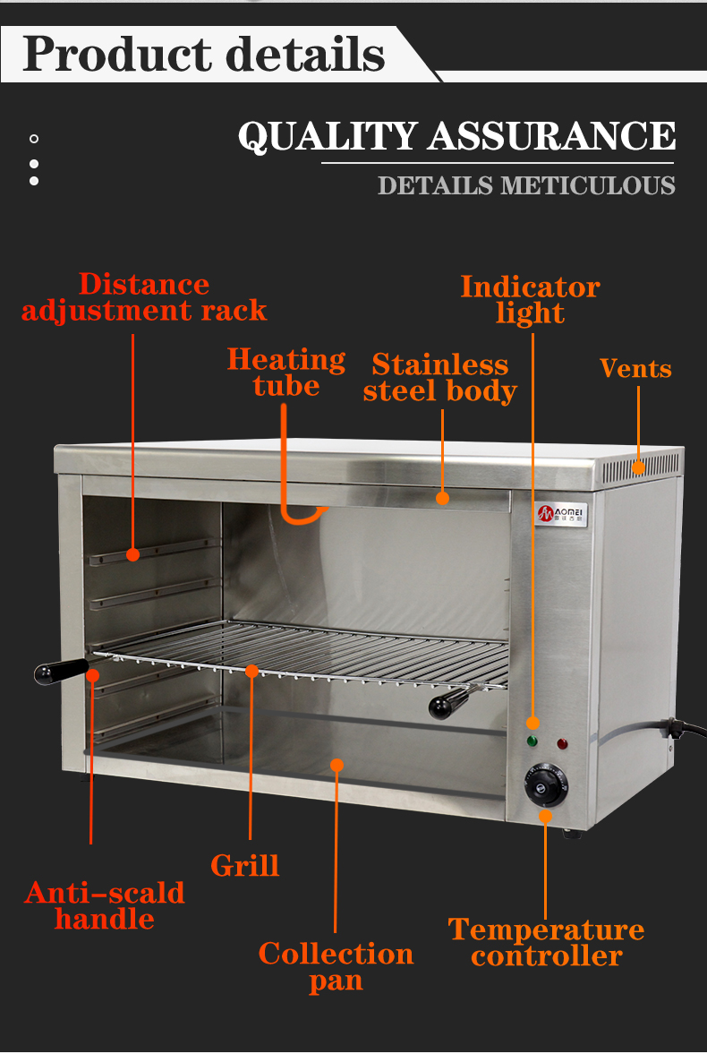 Electric Stainless Steel Salamander Machine for Commercial Restaurant Kitchen Equipment