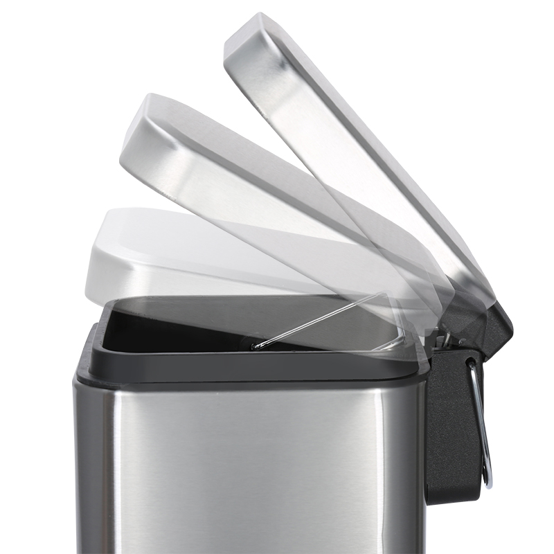 Square Foot Pedal Waste Bin 3L Dustbin Step Trash Bin Stainless Steel Trash Can Metal Garbage Can for Office Hotel Home