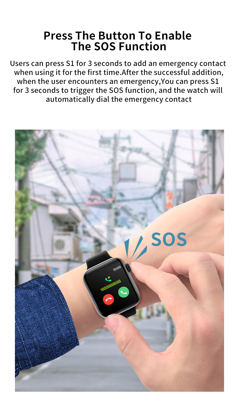 Elderly Full Touch SmartWatch 1.54inch Heart Rate Health Bracelet Health Monitoring Temperature