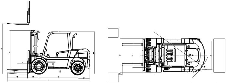 FD30 3 Ton Diesel Forklift 110×125mm For Construction Works Mining