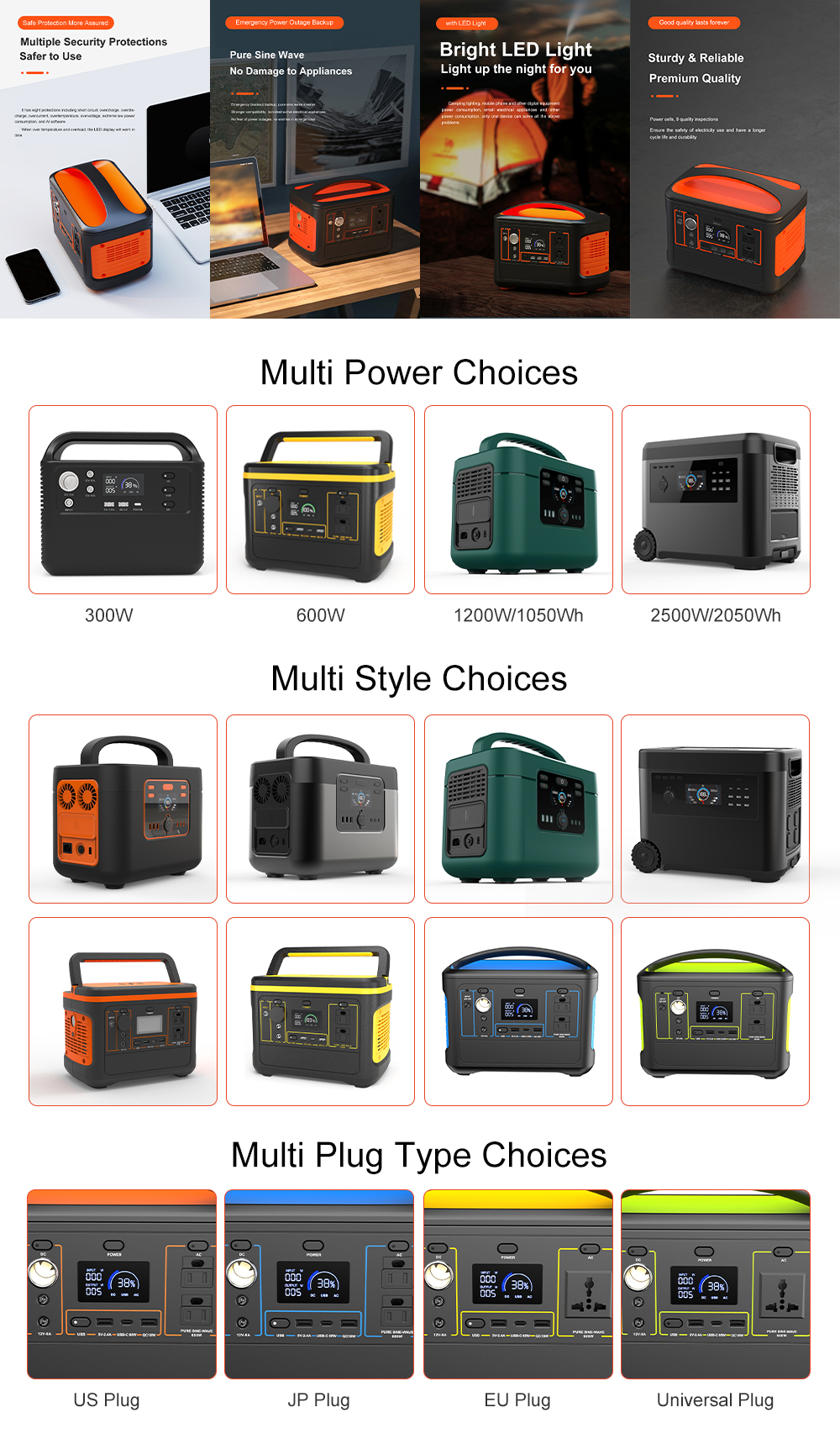 1200W High Power Generator Sets LiFePO4 Outdoor Portable Power