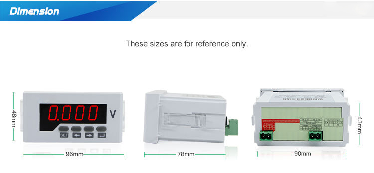 Power Distribution System LED AC/DC Power 48*96mm Digital Single-phase Voltage Meter