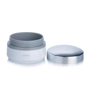 China 50ml White Opaque Plastic Cream Glass Bottle Jars With Silver Lids wholesale