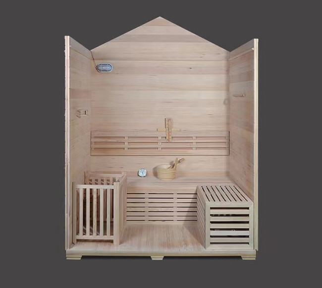 Garden Traditional Steam Sauna Room , Canadian Hemlock Barrel Outdoor Sauna