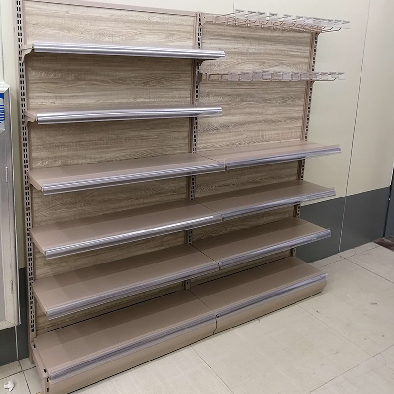 16mm Thick Wooden Convenience Store Display Shelves Light Duty Gondola 400mm width