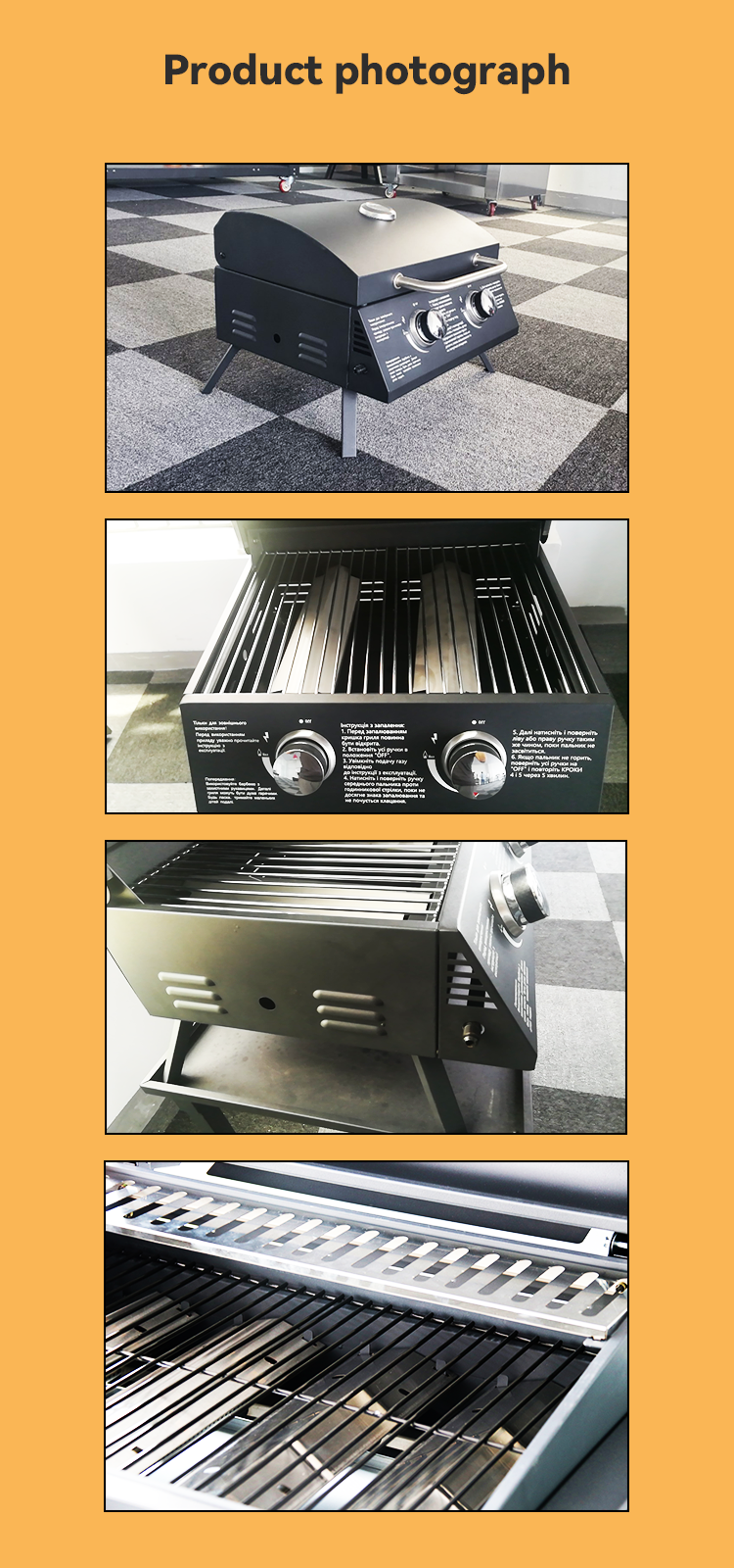 Powder Coated 2 Burners Gas BBQ Grill Propane Rotisserie Roaster Outdoor Oven