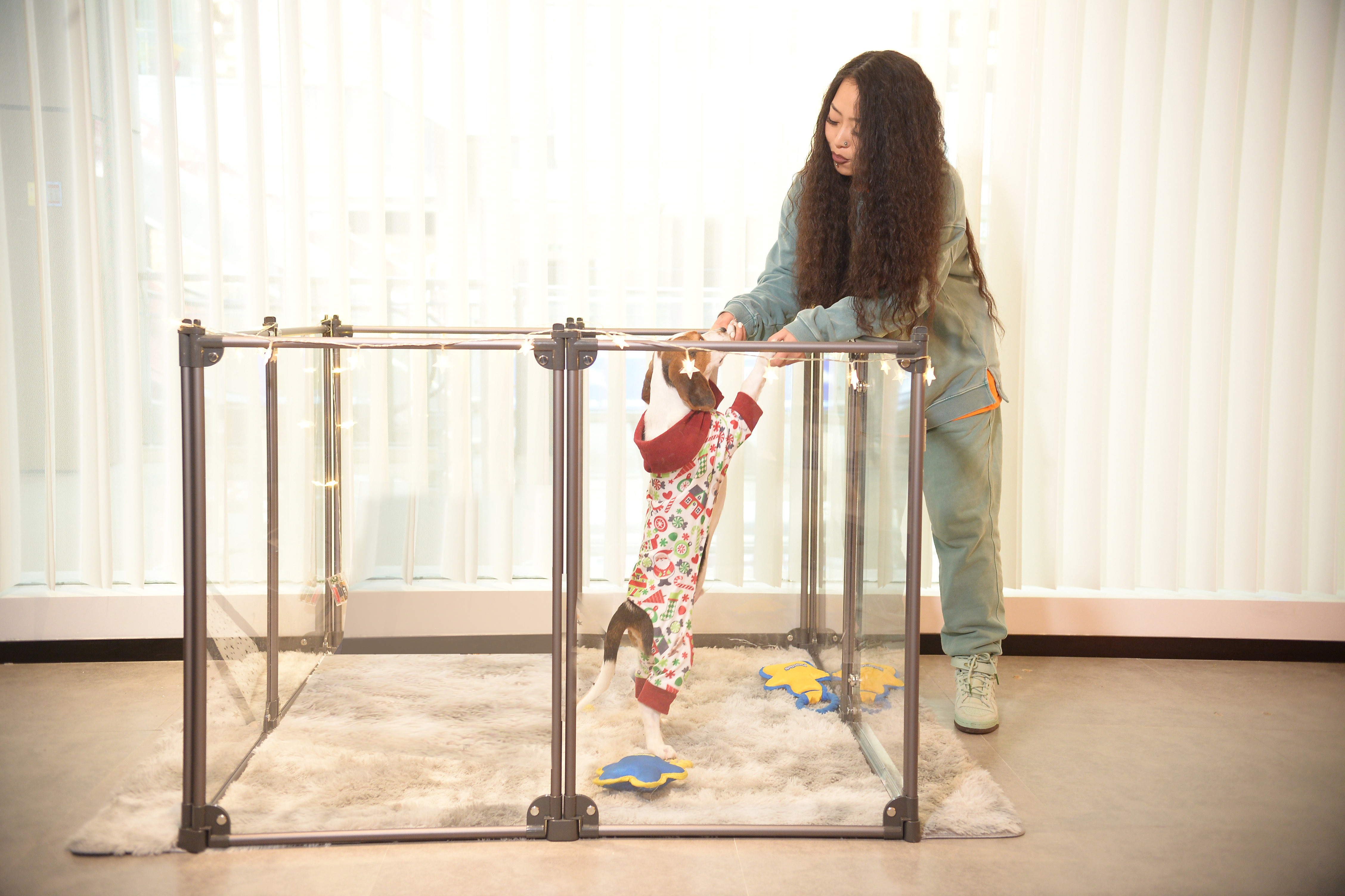 36" Medium Transparent Portable Pet Playpen For Dogs Square Or Rectangle