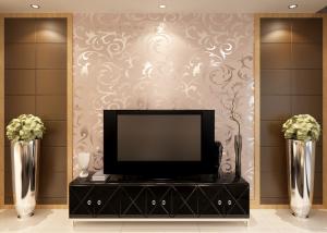 China Golden Interior Wallpaper New Fashion Plant Fiber Particle CE / ISO Certification wholesale