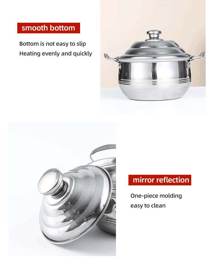 Multifunction Stackable Flat Bottom Kitchen Cooking Pot Set Stainless Steel Cookware Set With Lid