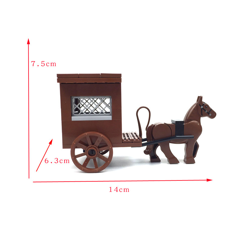 Medieval City Scene Military Building Blocks Set with Man Carriage Soldier and Chariot