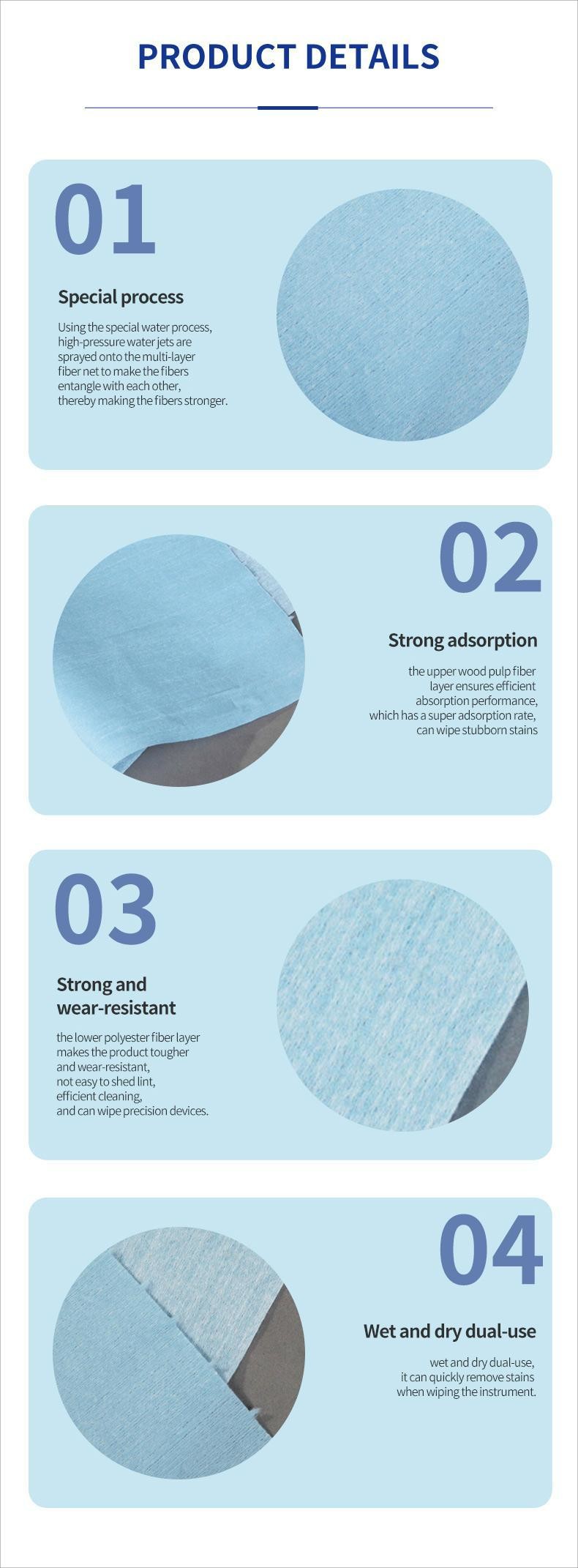 25cmx37cm 500pcs Cleanroom Paper 68g Polyester Nonwoven White Rag Paper Cleaning Fabric Cloth