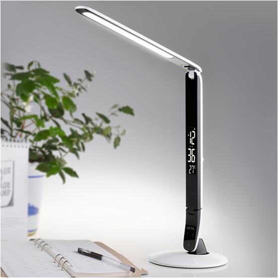 LED Screen Rechargeable Battery Operated Desk Lamp With Calendar and Alarm Clock Display
