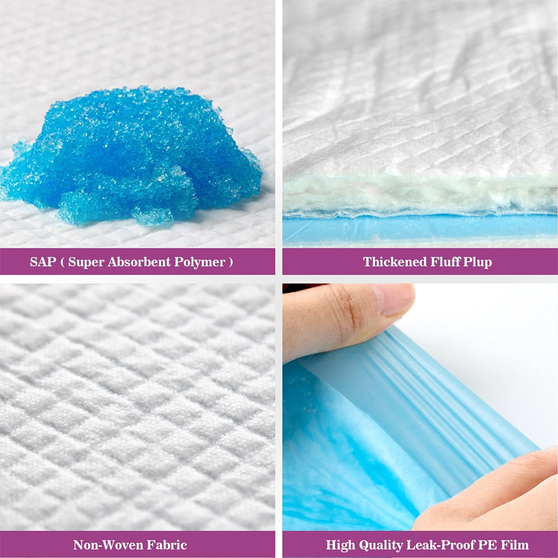 PE Film Breathable Fabric Hospital Absorbent Underpads Disposable Adult Bed Pads 60 x 90