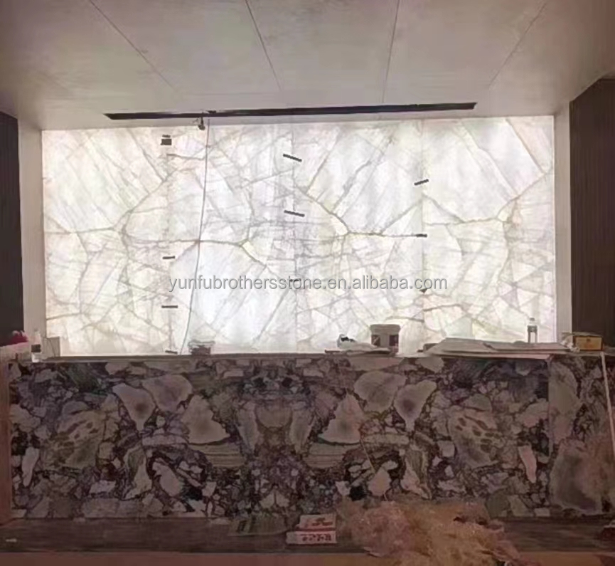 Translucent Cristallo Countertop Onyx Marble Table in Modern Design for Luxury Dining