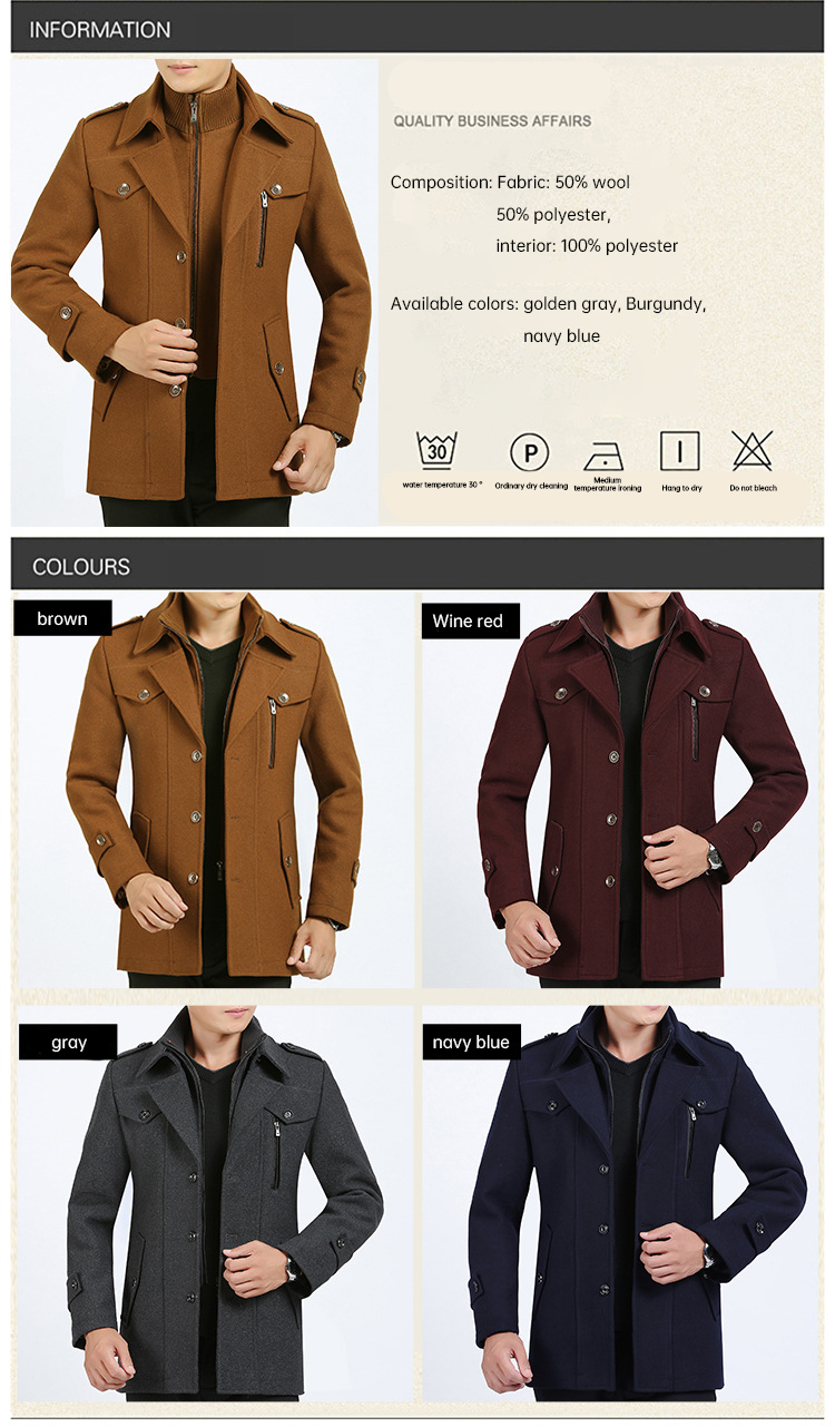 GARMENT DYED Customise OEM Winter Suit for Men's Woolen Business Casual Small Suit