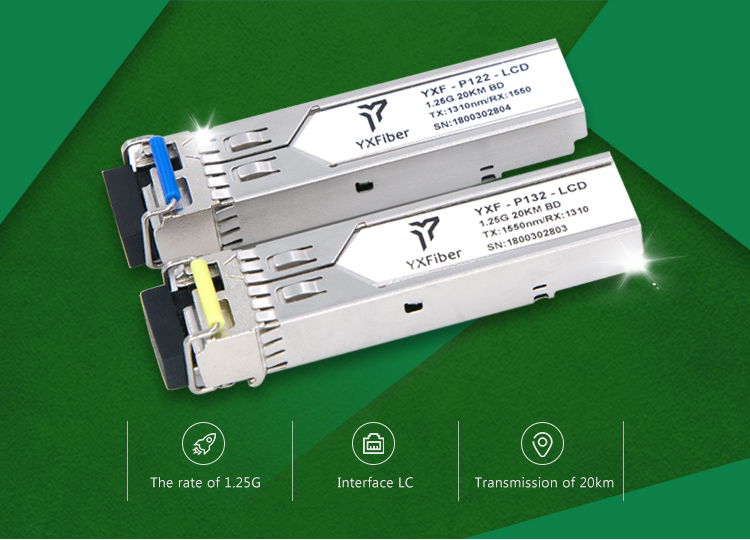 Small Form Factor Pluggable 20km SMF Fiber Optic Transceiver Module