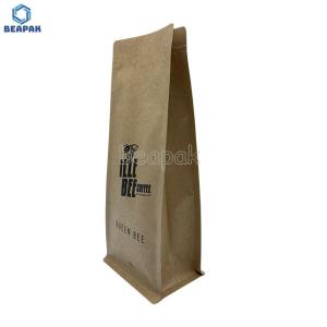 China Kraft Paper Flat Bottom 32oz 64oz Kraft Paper Coffee Bags wholesale