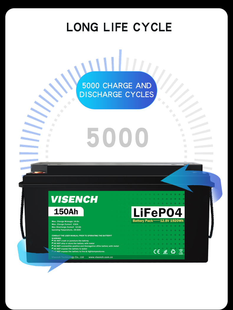 Visench Solar System Lifepo4 Battery Pack Lithium Ion Lifepo4 12V 150AH Lithium Ion Batteries