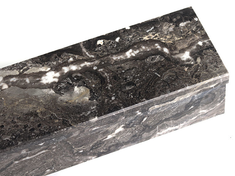 Marble Stair Ceramic Tiles , Glossy Anti Slip Stair Tiles Dark Grey Color
