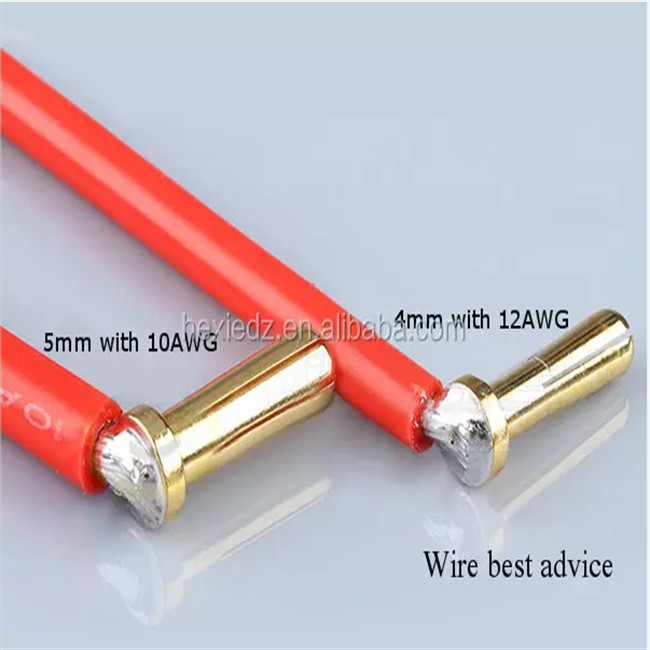 Practical Male Bullet Banana Plug Connectors Gold Plated For RC Battery