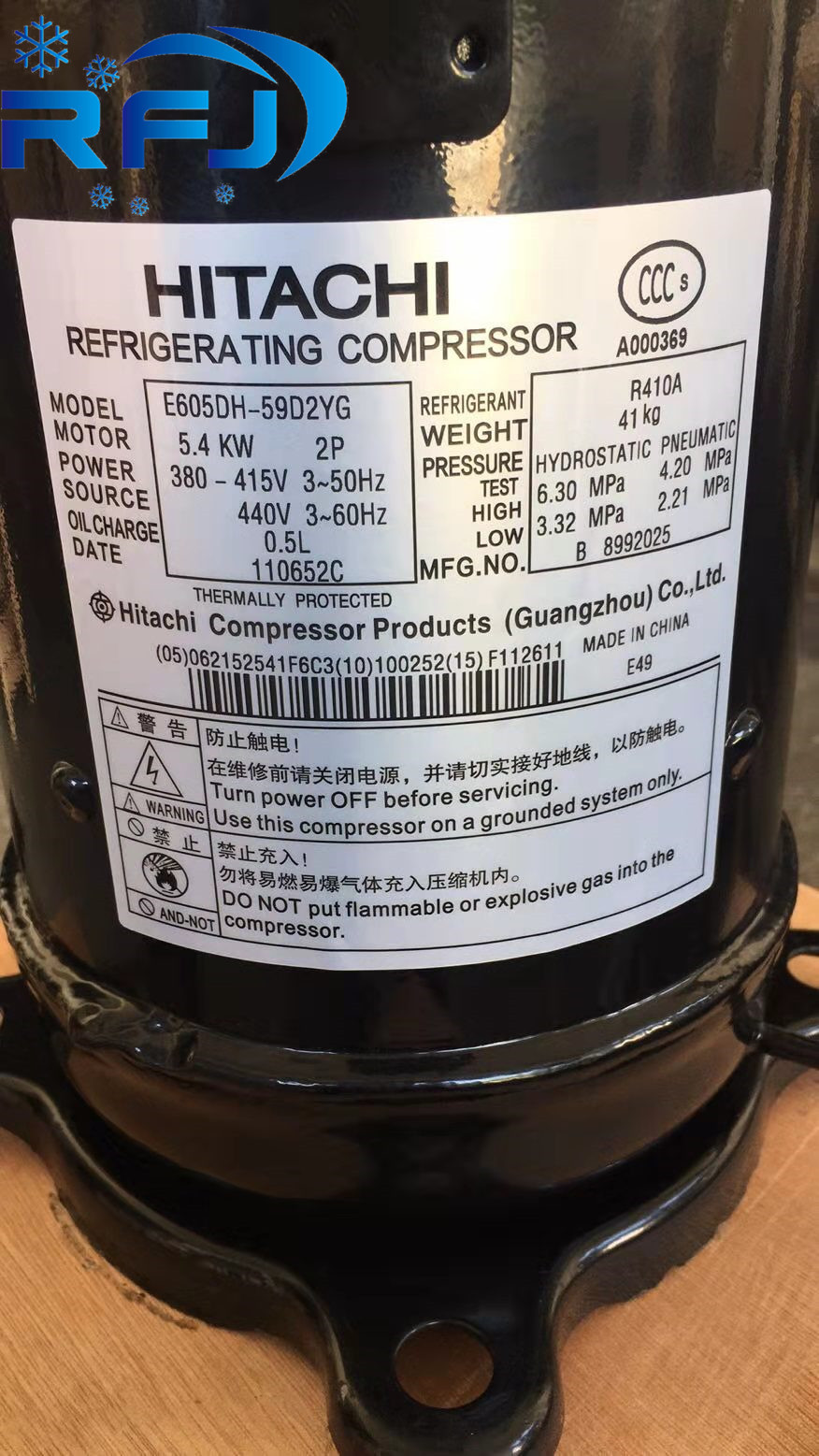 Fixed Speed Hitachi Scroll Compressor Copper Material 603DH-95C2 With R22