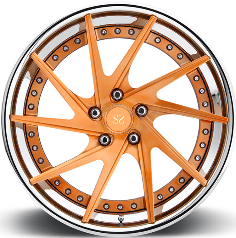 High Polish Lips 2 Piece Forged Wheels For Audi RS6 20inch Brush Gold Custom Rims