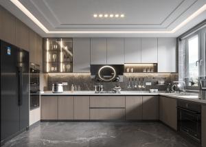 China Customized Lacquer Kitchen Furniture L Shape Wooden Modular Kitchen Cabinets wholesale