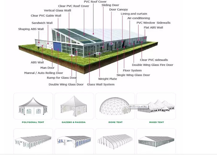 Waterproof Aluminium Frame Tent Durable Movable Aluminum Frame Canopy Tents
