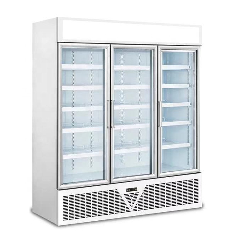 Freezer Vertical Transparent Glass Door 3 Doors Cheap Commercial Display Refrigerator Deep Fridge