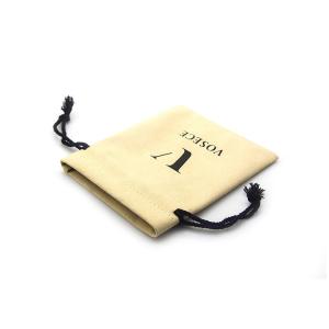 China Microfiber Beige 13x18cm Suede Fabric Drawstring Gift Bags wholesale
