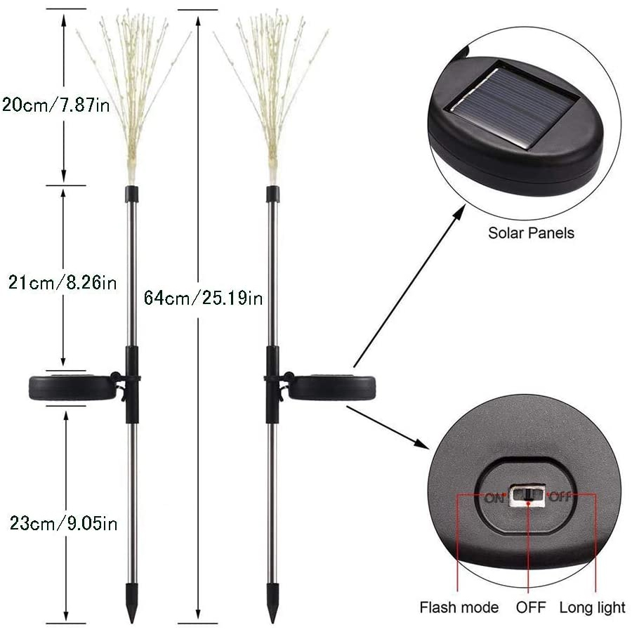 Solar Powered Outdoor Grass Globe Dandelion Fireworks Lamp 90/150 LED For Garden Lawn Landscape Lamp Holiday Light.