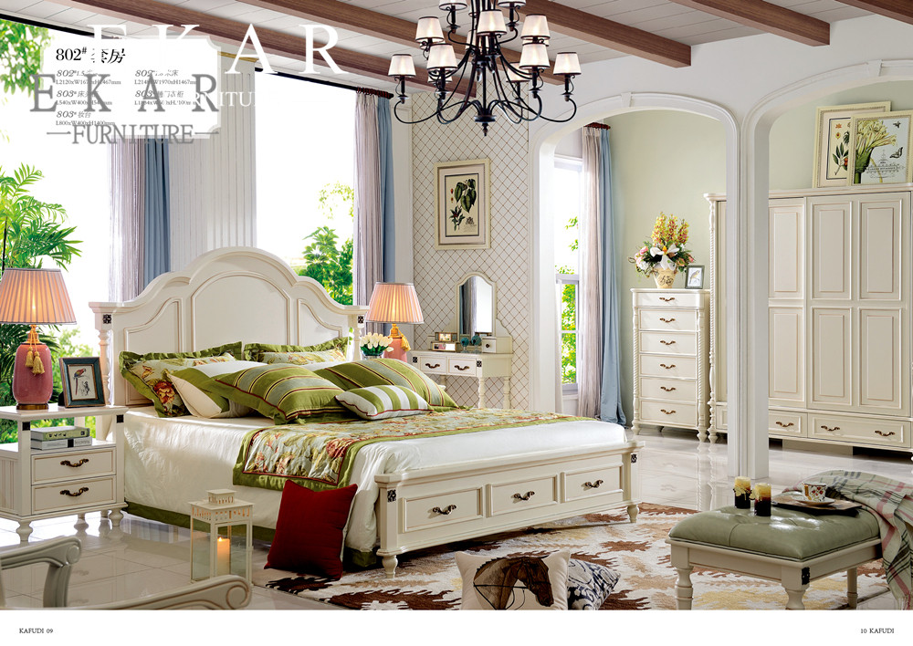 Shen Zhen Wardrobe Chest Of Drawers Bedroom Set Furniture Solid Wood French Bed