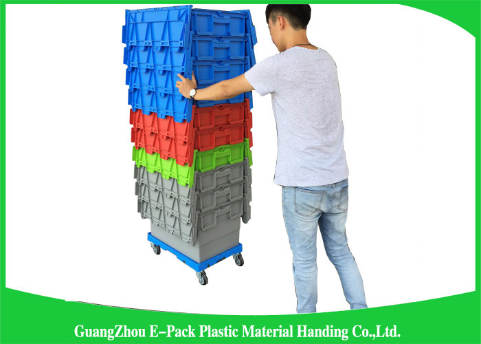 Industrial Plastic Attached Lid Containers , 600*400mm Assorted Height