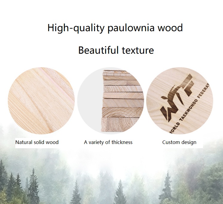 Customizable Rebreakable Board for Taekwondo Durable and Made of Paulownia Wood