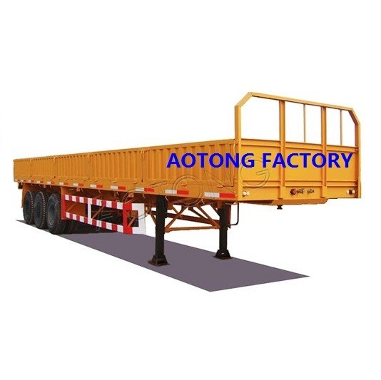 3 * 13ton Capacity Side Wall Flatbed Truck Semi Trailer 40T 3 Axles Cargo