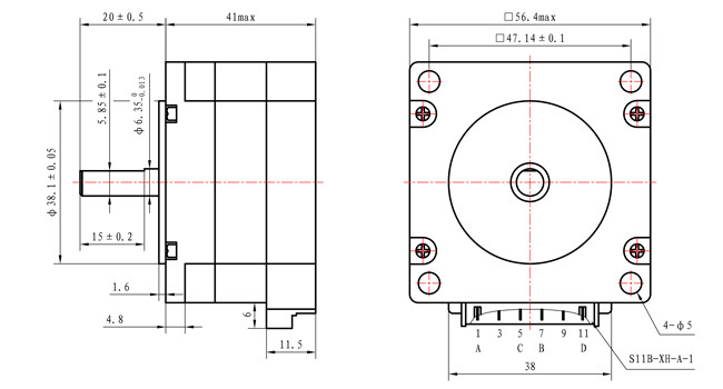 NEMA 23 TWO-PHASE 1.8° 57 STEPPER MOTOR 41MM BODY 2.4A ENGRAVING MACHINE