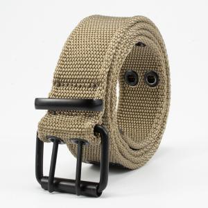 China OEM Clip Fabric Web Belt Double Buckle Mens Nylon Web Belts 130cm Jeans wholesale