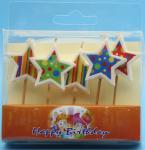 Colorful Painting Star Shaped Birthday Candles Long Burning Paraffin Material