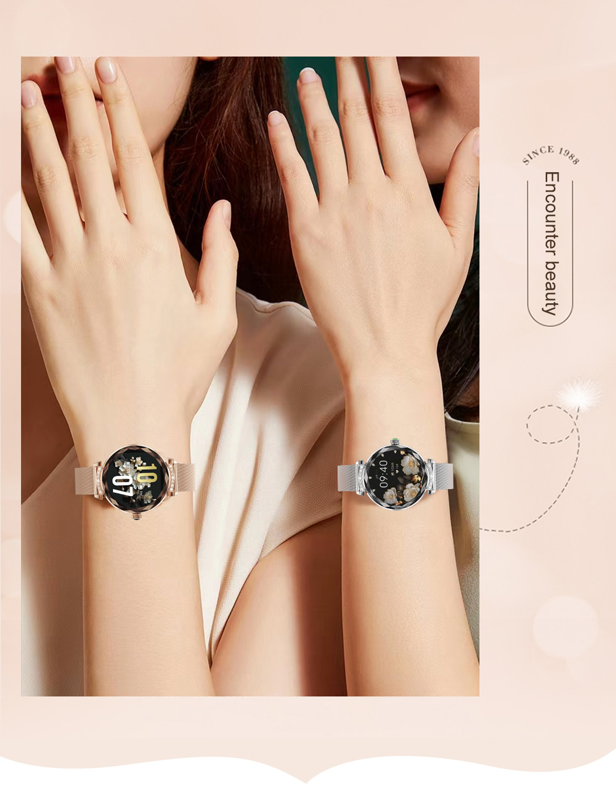 1.19" Women Amoled Display Smartwatch Bluetooth Calling For Android IOS Phones