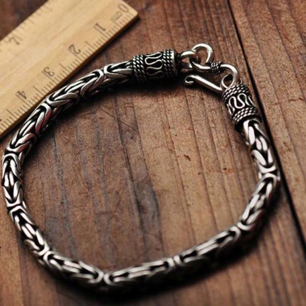 Men and Women Retro Vintage Sterling Silver Byzantine Chain Link Bracelet