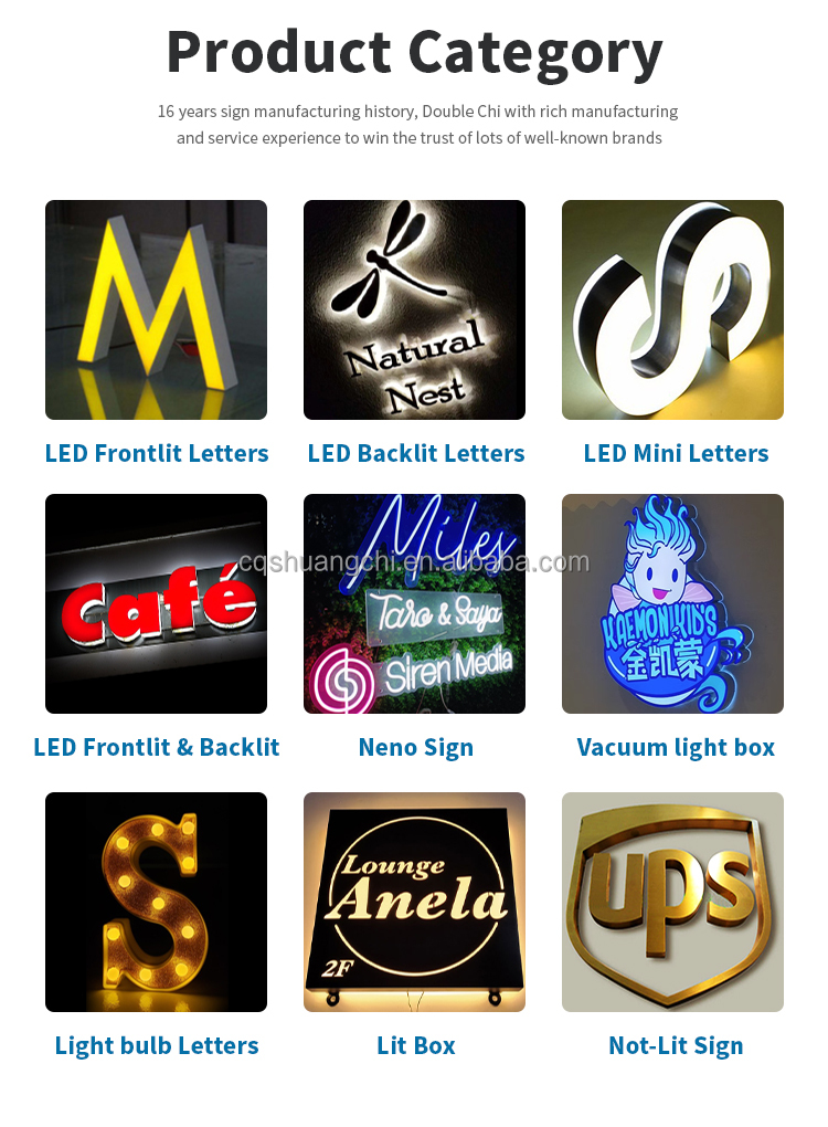 50000 Hours Working Lifetime Customized LED Channel Letters for Outdoor Store Signage