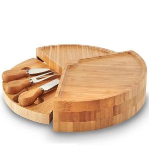 China Round Bamboo Kitchen Cutting Board Knife Set For Chopping Blocks wholesale