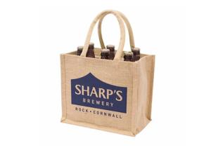 China Custom Logo Printable 6 Bottle Wine Tote Bag Wasable Burlap Jute With Divider wholesale