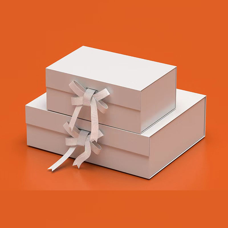 A5 Deep Rigid Collapsible Box Folding Magnetic Gift Box With Ribbon Bow Tie Design