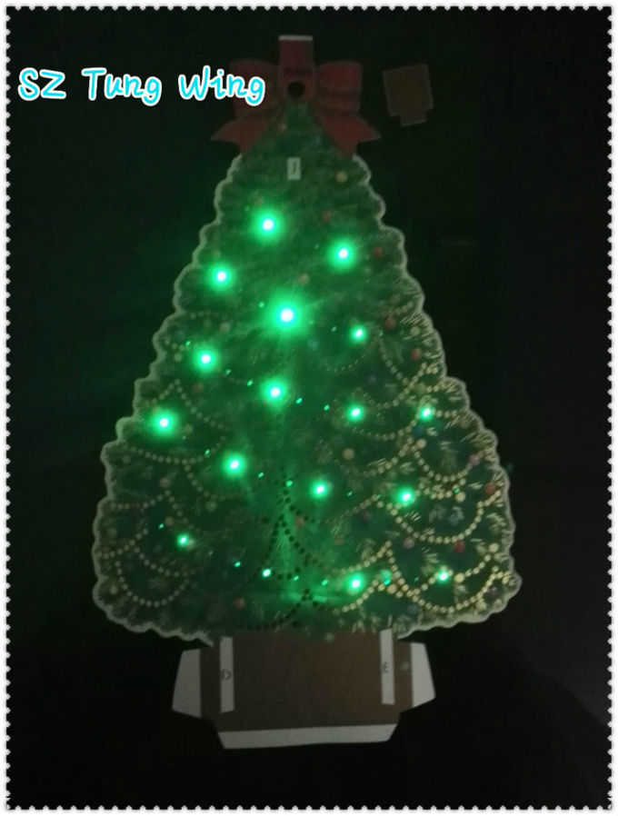 Christmas Tree Shaped Flashing LED Module , Recordable Voice Module For Greeting Cards 0