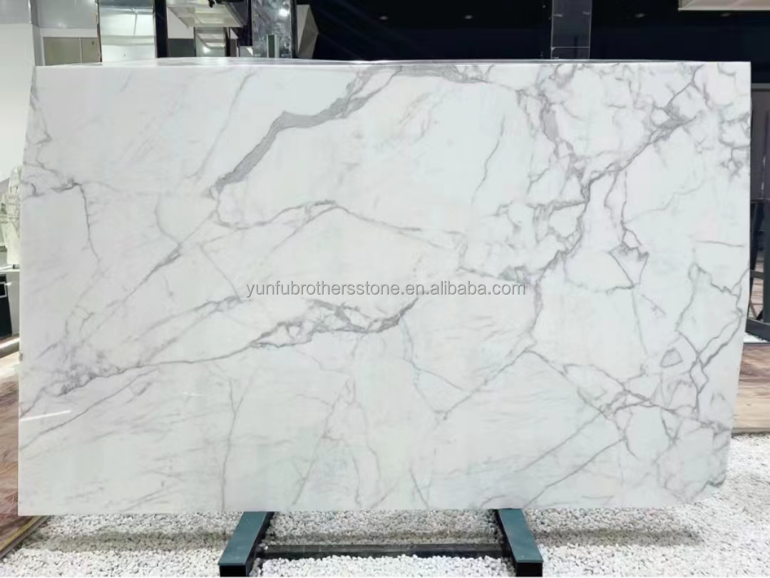 Polished Natural Statuario White Marble Big Slab for Italian Flooring and Wall Tiles