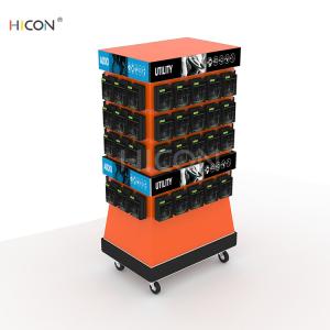 China Movable 4-Sided Floor Orange Metal Headphone Display Stand for Sale wholesale