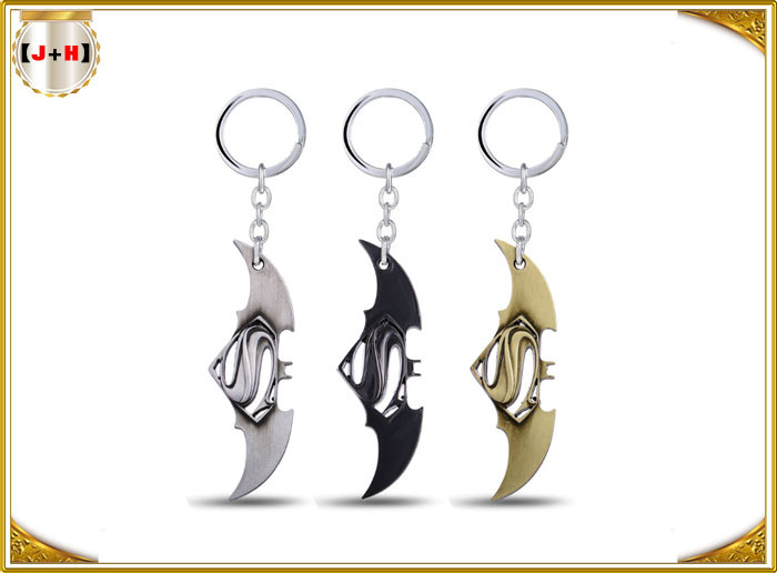 Personalised Black Metal Key Ring With Yellow Logo For Boys Gift Charm Batman