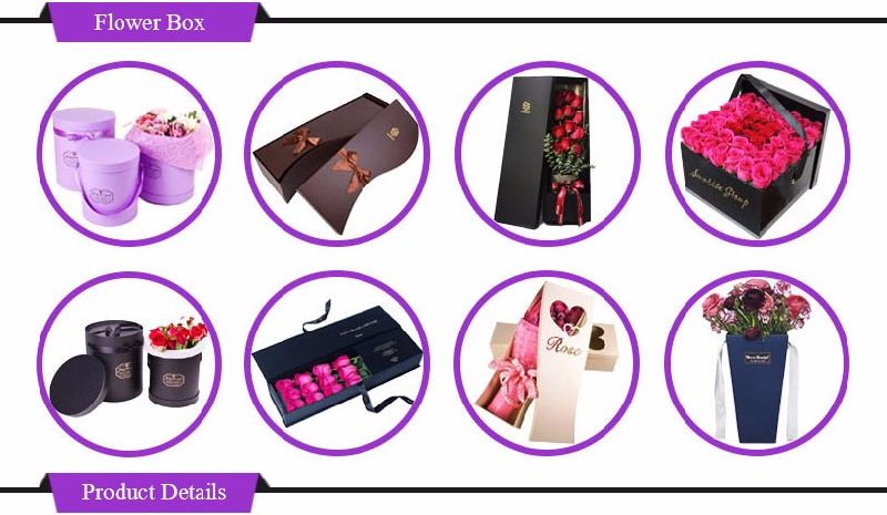 Customzied Black Square Flower Gift Box Cardboard Boxes for Flowers