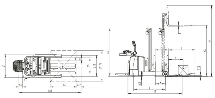 1.5 Ton Mast Reach Pallet Stacker , AC Drive Walkie Stacker Forklift
